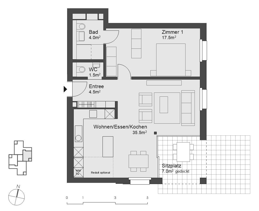 Wohnung 1.3 Erdgeschoss 2.5 Zimmer