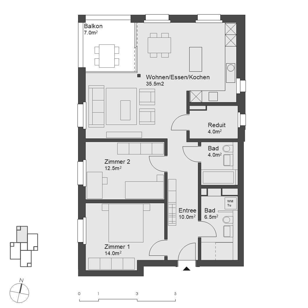 Wohnung 2.4 Obergeschoss 3.5 Zimmer