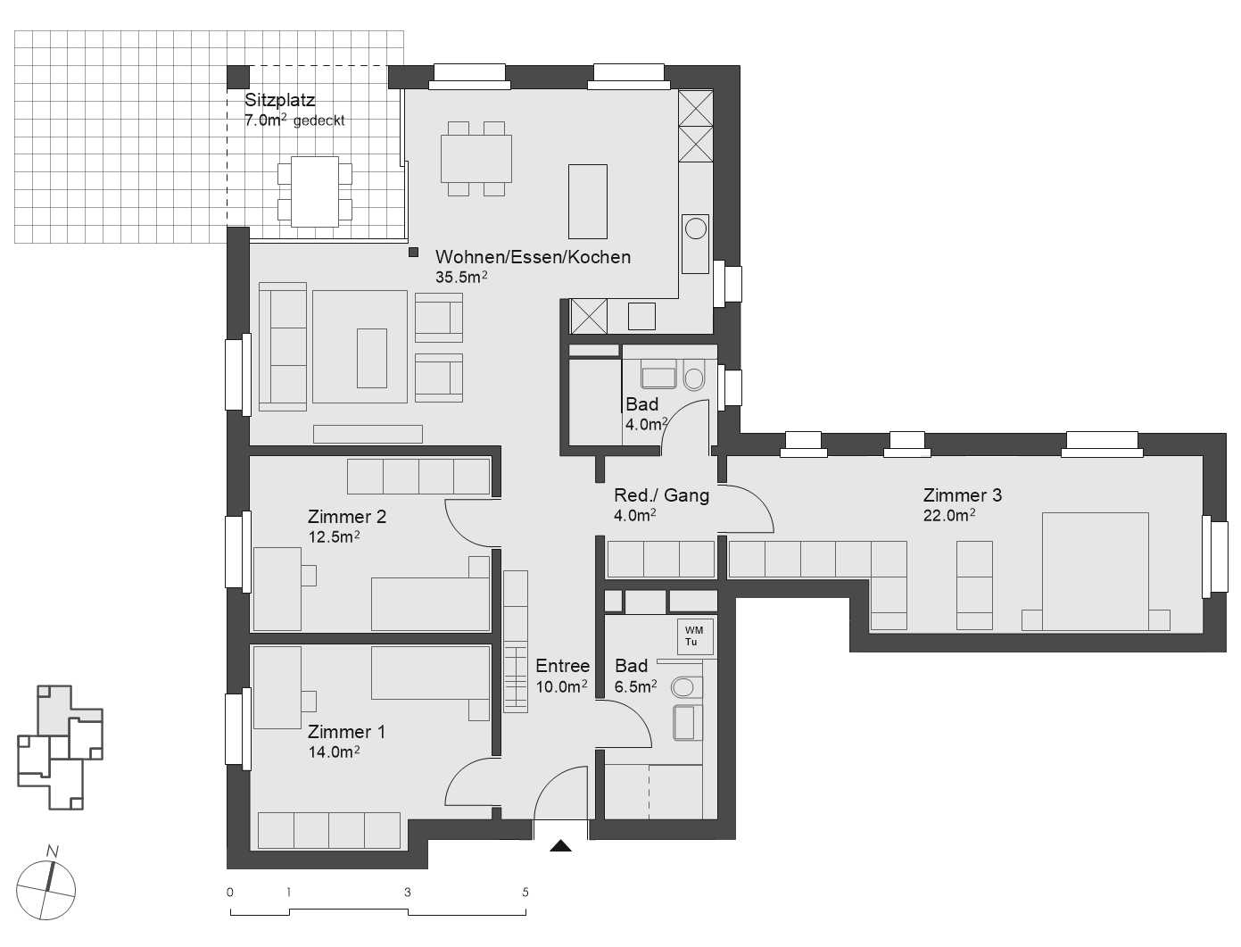 Wohnung 1.4 Erdgeschoss 4.5 Zimmer