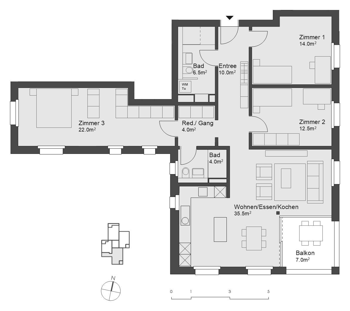 Wohnung 3.2 Dachgeschoss 4.5 Zimmer