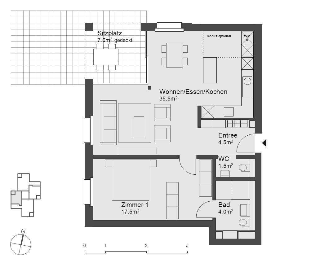 Wohnung 1.1 Erdgeschoss 2.5 Zimmer