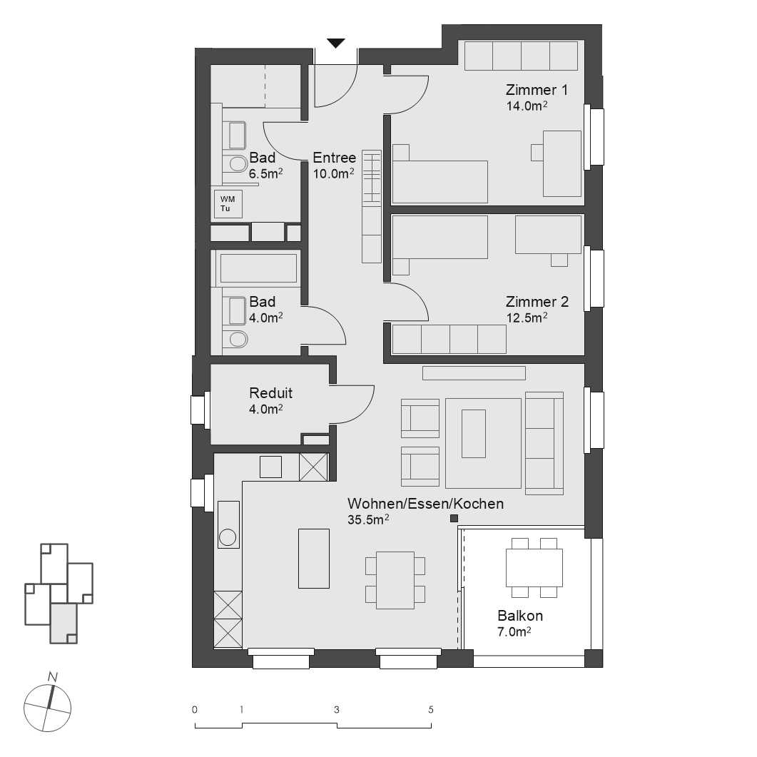 Wohnung 2.2 Obergeschoss 3.5 Zimmer
